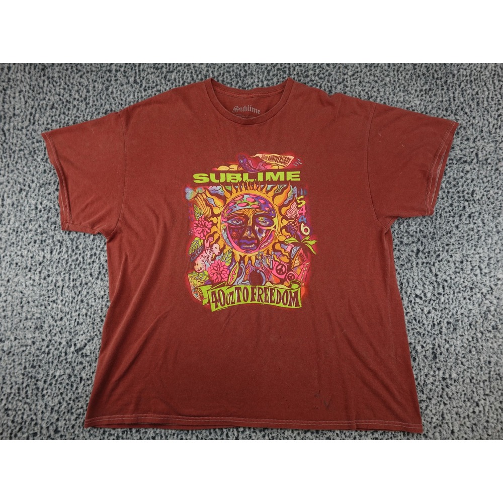 Sublime T-Shirt Mens XL Red Good 30th Anniversary 40oz To Freedom Graphic‎ Tee
